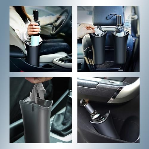 Image of Car Trash Can Backseat, Car Garbage Organizer, Black Small Leakproof Vehicle Trash Garbage Can Bin, Automotive Interior Accessories Small Garbage Bin for Vehicles, Travelling, Home, Office