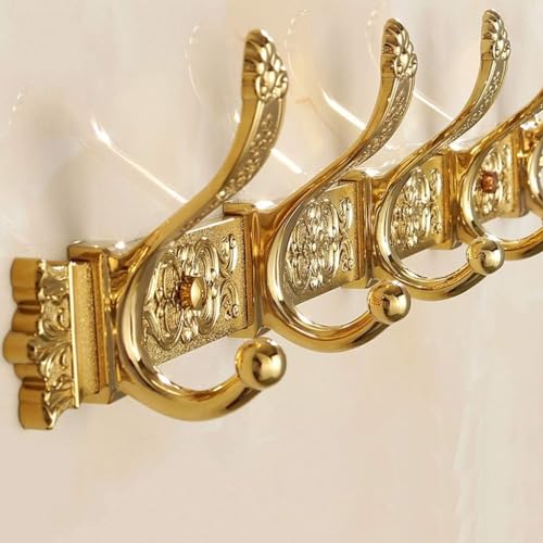 Perchero elegante de pared con acabados dorados para abrigos y complementos 3
