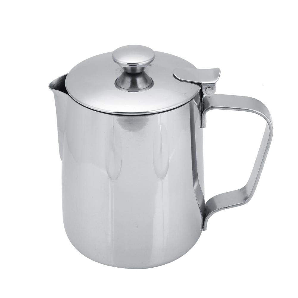 Nikou Tazza di schiuma tazza di caffè in acciaio inox brocca di schiuma di latte brocca con coperchio per Latte Coffee Art(350ml)