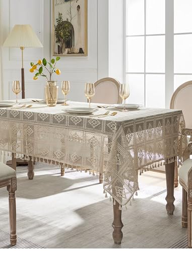 Nappe dentelle de table rectangulaire style rétro chic KnSam