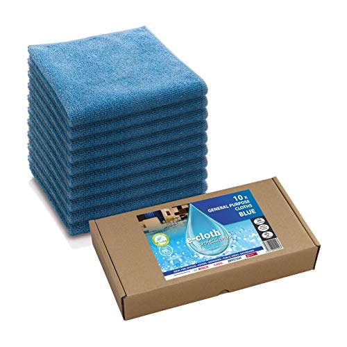 e-cloth 10 General Purpose Cloths-Blue Multipack for Professional Cleaning Paños, Azul, 32 x 32 cm