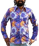  Comycom 70er Flower Power Blumen Hemd lila bunt L