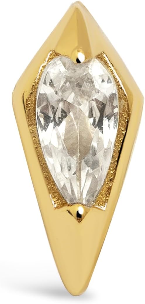 SINGULARU  Pendiente Suelto Sleek. Plata de Ley 925 con acabado de Baño en Oro de 18 Kt y Circonitas. Joyas para Mujer