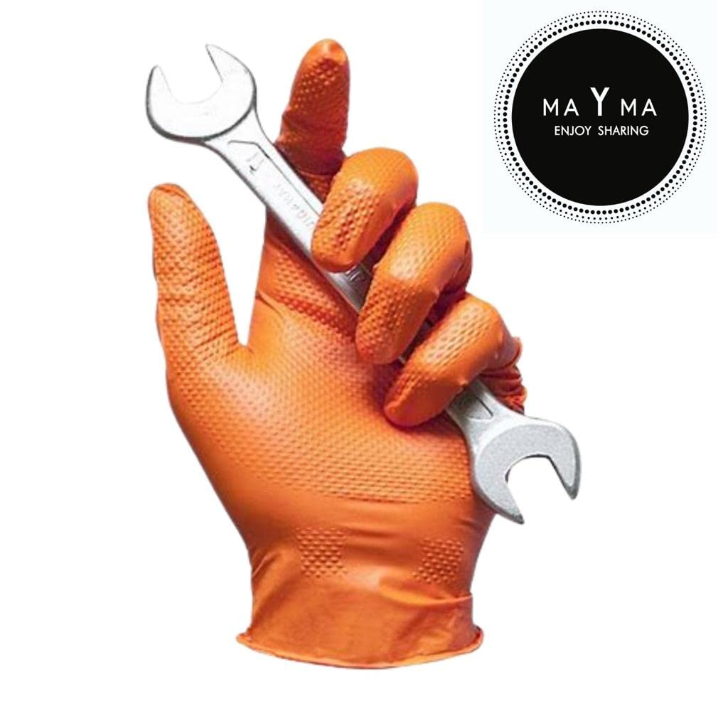 500 guantes de nitrilo naranja, talla M, sin polvo, sin látex, hipoalergénicos, certificados CE conforme a la norma EN455, guantes para alimentos, guantes desechables