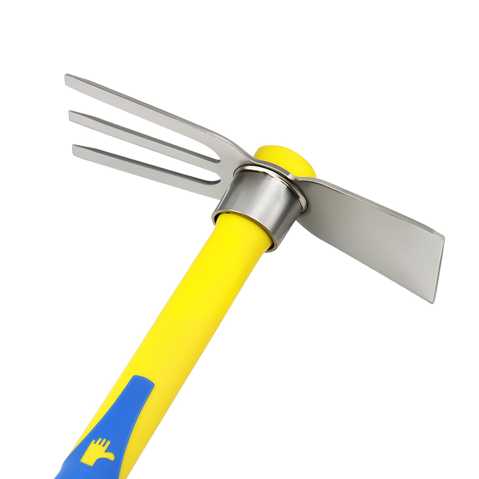 SINJEUN 2 Azadas de Jardín con Pico y 3 Dientes, Mango de Fibra de Vidrio Antideslizante, 40 cm, Herramienta Multifuncional para Jardinería, Camping y Agricultura