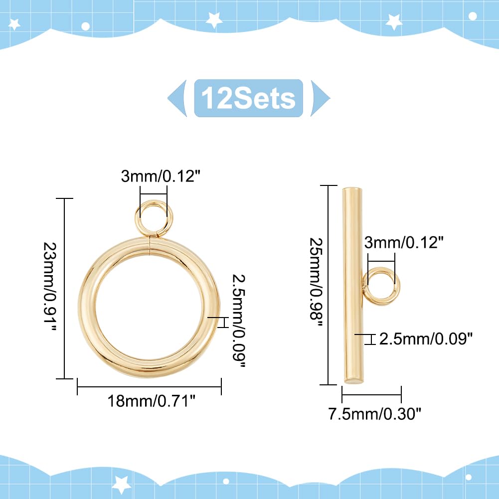 Fermoirs à Bascule Laiton 10 Plaqué Or 24K - Avec Anneau En T Et Rallonge - Pour Bracelets, Colliers DIY Fermoirs Bijoux Laiton