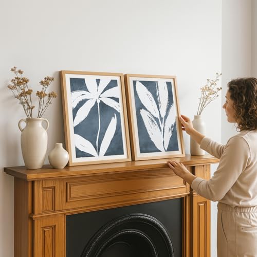 Image of COLOSSAL ART HOUSE Set of 2 botanical wall art paintings for living room & wall painting for bedroom wall decor - (10x13 Inch framed poster, Paintings for home decor)