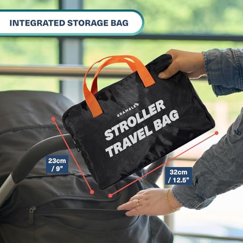 Bramble - Stroller Bag for Airplane Gate Check - Water Resistant Ballistic Nylon Travel Bag with Padded Neoprene Straps, Carry Pouch & ID Window - 35 x 24 x 14 Inches (Black) by Bramble - Image 5