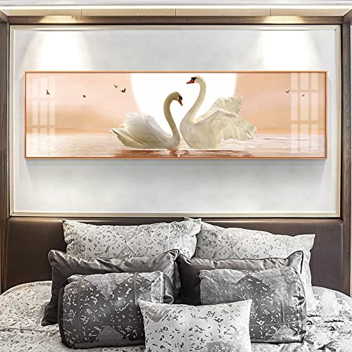 Affiches paysage animalier et grand tableau cygne pour salon scandinave chaleureux