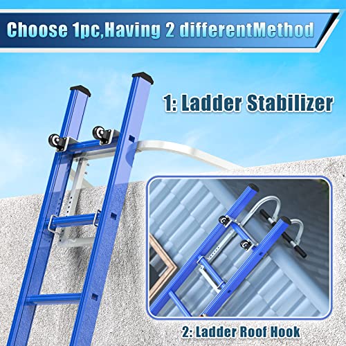 Eazy2Hd 2 In 1 Ladder Stabilizer And Ladder Roof Hook With Wheel, Heavy Duty Steel Extension Ladder Standoff For Roof Gutter Repair And Cleaning #TOP1