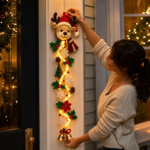 Christmas Hanging Decorations with Light Crochet Santa LED Hanging Ornament - image 5