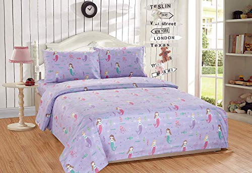 Elegant Home Multicolor Mermaid Sea Life Design 5 Piece Comforter Bedding Set For Girls/Kids Bed In A Bag With Sheet Set # Mermaid (Twin Size) #TOP1