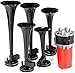 DriSentri 5pcs 125dB Black Trumpet Musical Dixie Car Duke of Hazzard with Compressor 12V Car Air Horn