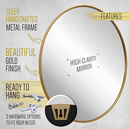 Gold Circle Wall Mirror 30 Inch Round Wall Mirror For Entryways, Washrooms, Living Rooms And More (Gold, 30") #TOP4