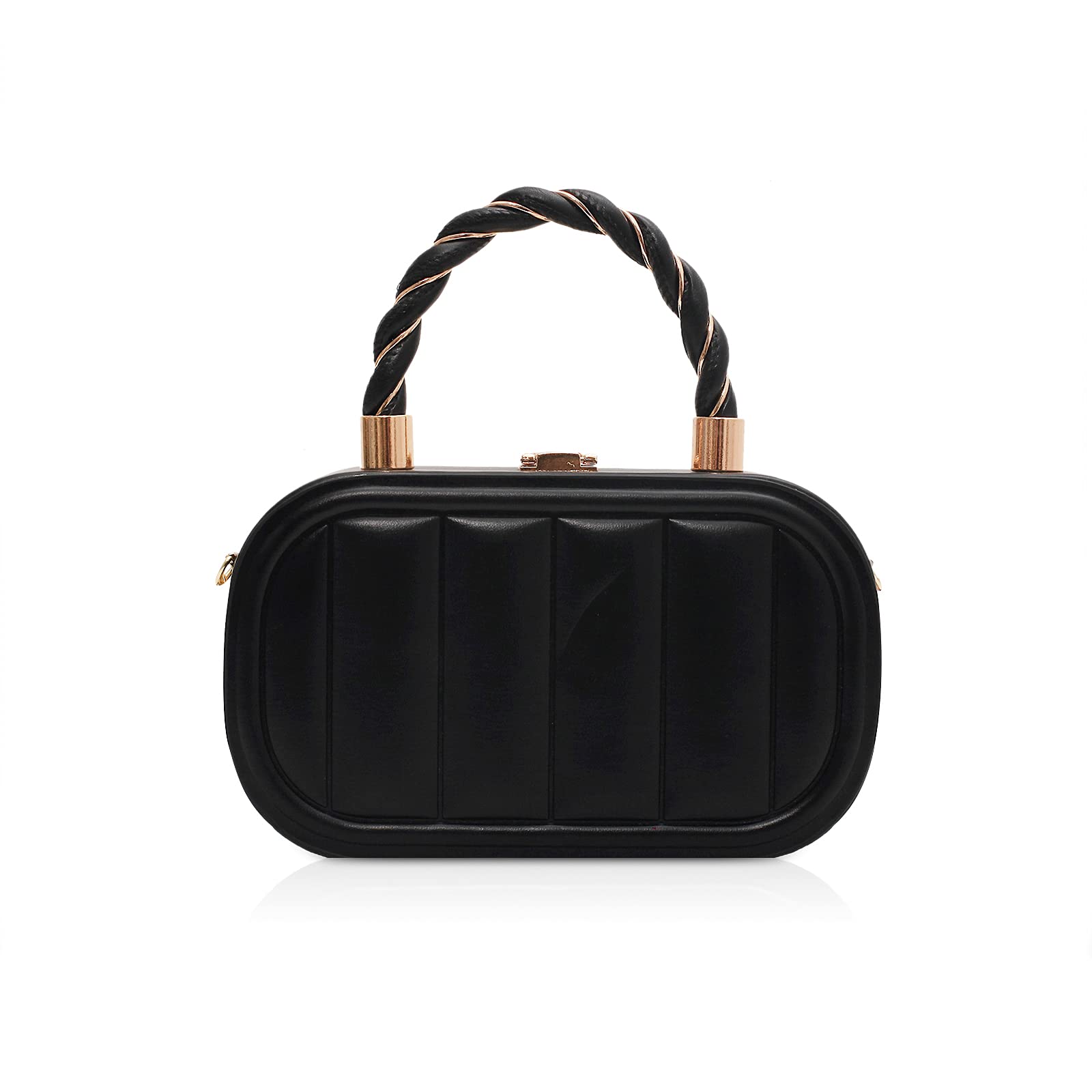 NICOLE & DORIS Frau Tasche Klein Designer Handtasche mit Kette Abendtasche Damen Partytasche Mode Schultertaschen PU Leder Handy Tasche Crossbody Schwarz
