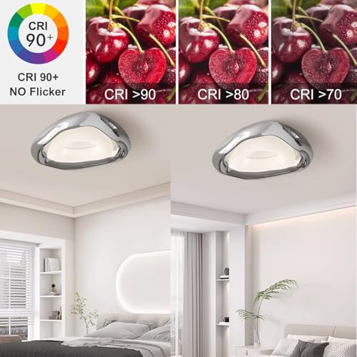 Plafonnier LED géométrique argenté 36W de 53cm à intensité variable - 5