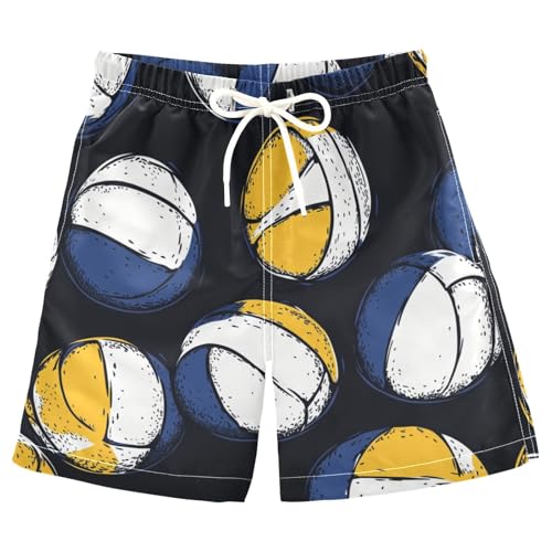 Boys Beach Board Shorts Volleyball Ball Black Sport Swim Trunk Teen Swimwear 8-16Y