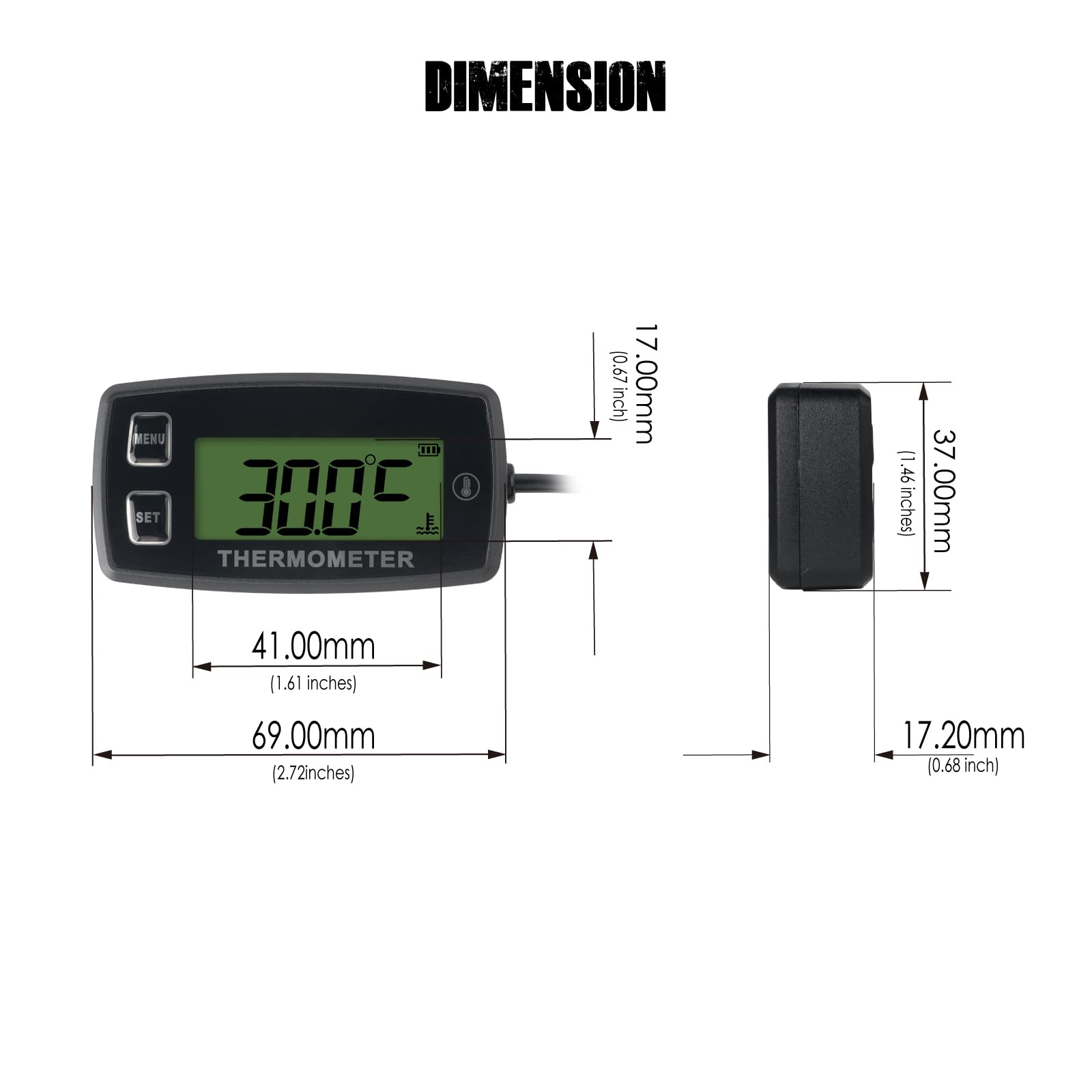 Digitales Motortemperaturthermometer Induktionsthermometer Kleiner Motor Multifunktions-Außenthermometer Wasserdichtes Thermometer, das für Boots-LKW-Motorradmotor geeignet ist