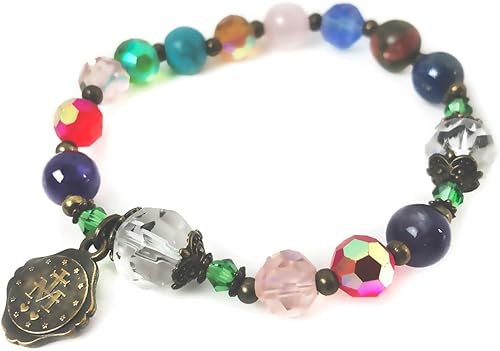 Miniatura 3 de Pulsera de Rosario Católico de Cristal y Piedra Basílica para Mujer con Medalla Virgen María Nuestra Señora de Gracias - Rosarios Católicos