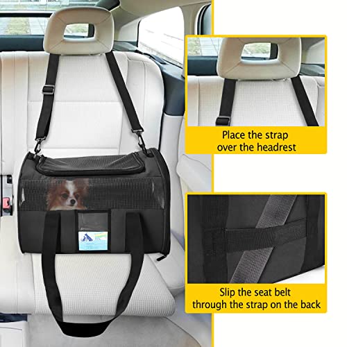 Image of Refrze Pet Carrier Airline Approved, Cat Carriers for Medium Cats Small Cats, Soft Dog Carriers for Small Dogs, TSA Approved Pet Carrier for Cat Dog of 15 Lbs, Puppy Carrier,Black