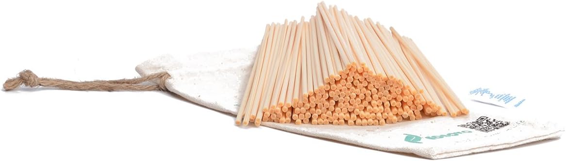 Resafy Reed Diffuser Sticks, Jecnovo Pack of 100 Fiber Sticks with Handmade Linen Bag, Safe and Non-Toxic, 9 Inches Long 3mm Diameter Aromatherapy Diffusers for Home, Spa and Office(Black)
