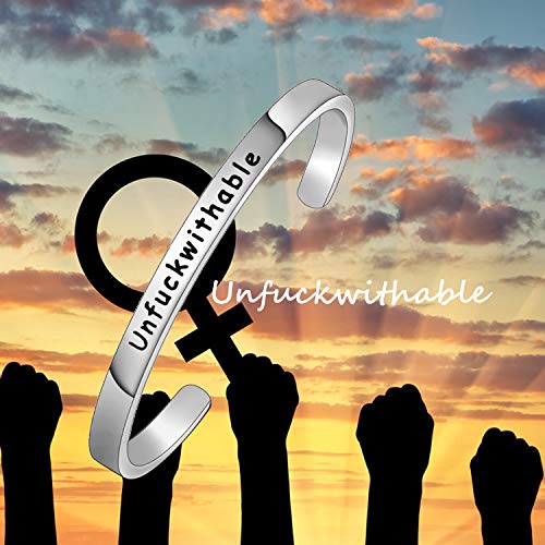 Myospark Hand Stamped Unfuckwithable Cuff Bangle Bracelet Inspirational Gift For Graduate Feminist (Unfuckwithable Cuff) #TOP5