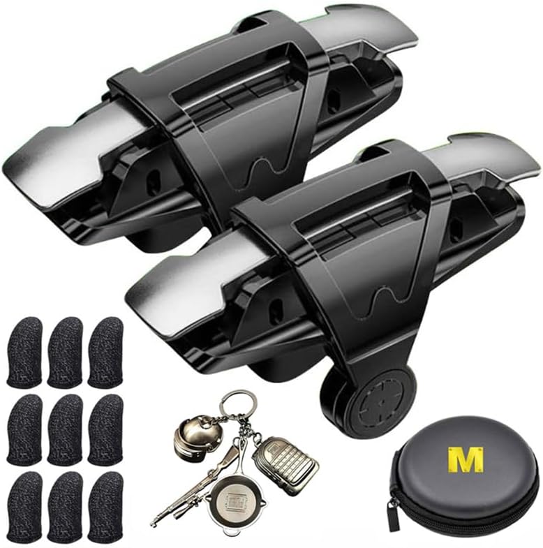 13 in 1 Cell Phone Game Controller for PUBG/Fortnite/Call of Duty Mobile, Mobile Phone L1R1 Triggers for iPhone and Android Phone w/ 9 pcs Mobile Game Finger Sleeve Gloves
