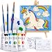 Kids Paint Set and Paint Easel - 14-Piece Acrylic Painting Kit, 6 Non Toxic Washable Paints, 1 Wood Easel, 2 Pre-Stenciled Canvases 8 x 10 inches, 3 Brushes, Palette, Color Mixing Chart Craft Supplies