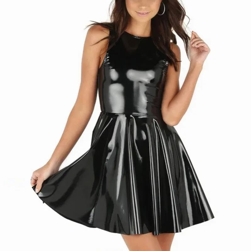 Sexy Mujer Transparente Vestido Corto Sin Tirantes Femenino Plisado