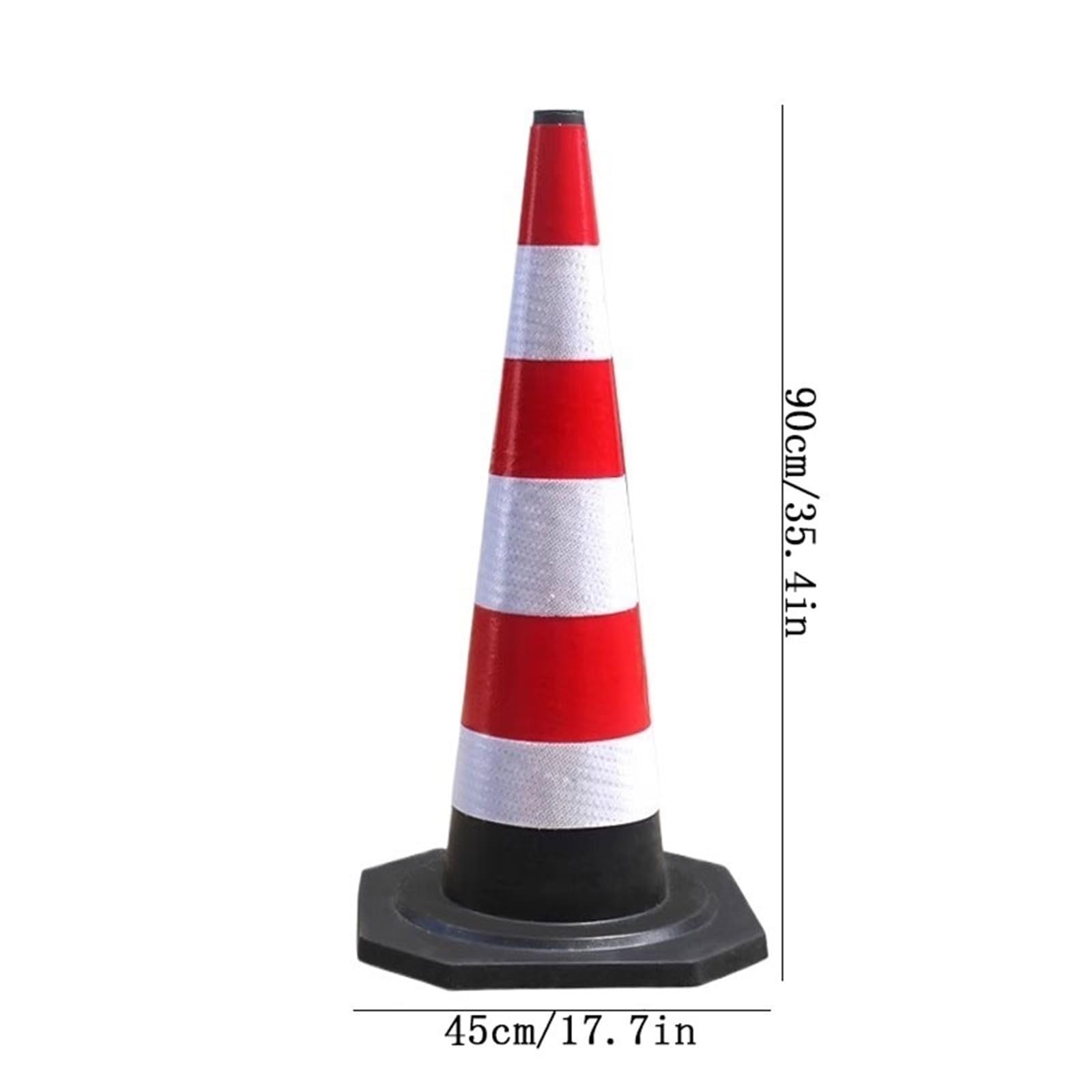 Cône de signalisation portable, résistant, Lot de 5 cônes de signalisation routière avec collerette réfléchissante et base lestée, 45 x 45 x 90 cm