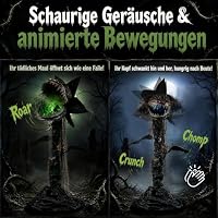 COSTWAY 190cm Halloween Karnivoren Pflanze, Halloweendeko mit Licht & Sound | Animierte Monsterpflanze mit beweglichem Maul & bunten LED-Leuchtern, Sprukhaus Requisite mit Ständer für Garten, Hinterhof – Ansicht 2