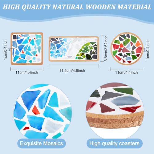WEBEEDY DIY Mosaic Coaster Kit - Make Your Own Art Plate Coasters for Drinks Tray Home Decor Gifts, 03, Medium - Image 3