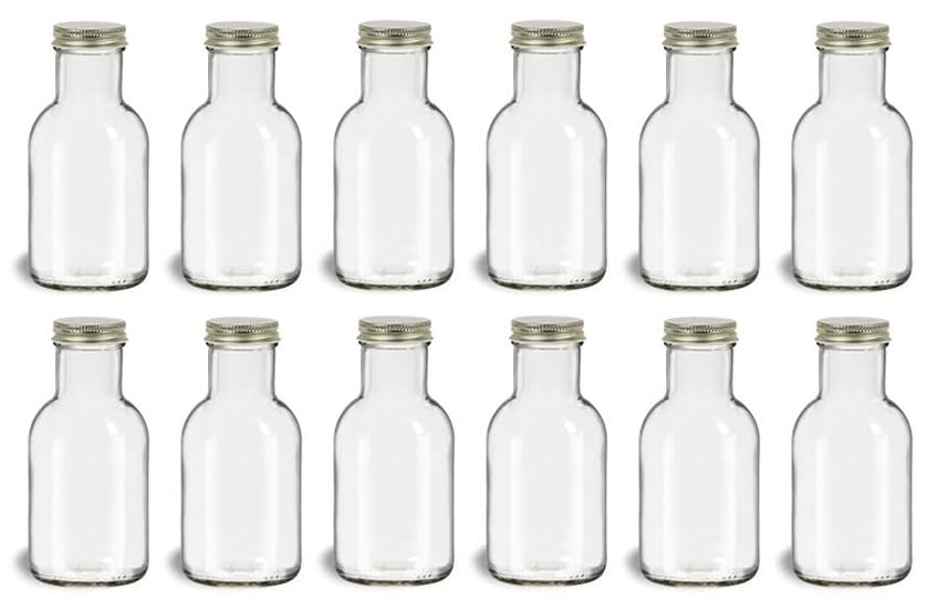 North Mountain Supply Botella de vidrio para salsa Stout de 8 onzas, con tapas de metal dorado de 1.496 pulgadas, caja de 12