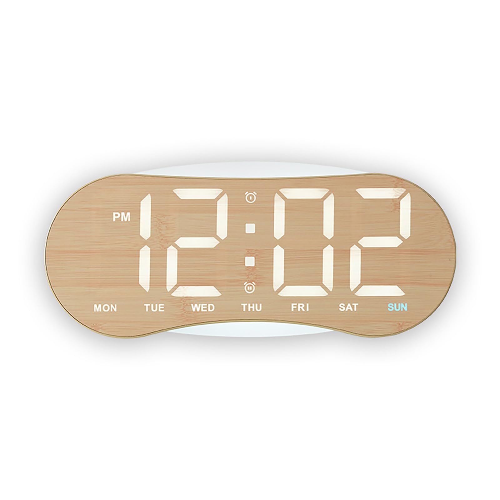 Tsynapter Yellow A Wood Grains Digital Wall Clock Digital Alarm Clock With Temperature, Dimmer, Date Desk Clocks For Offices Living Room Bedroom Decors Wall Battery Operated