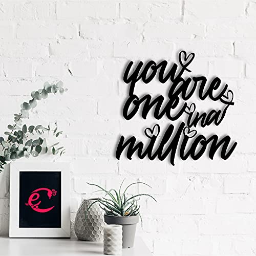 Image of eCraftIndia You Are One In A Million Black Engineered Wood Cutout Wall Art Decor| Wall Decoration Item| Home Decor for Living Room Bedroom| Gift for Diwali Valentines Day