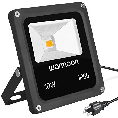 Warmoon LED Flood Lights Outdoor Waterproof IP66 10W LED Security Wall Washer Light Warm White for Patios Decks Pathways Stairways Driveways Garden
