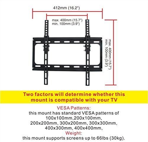 Fleximounts Tilt TV Wall Mount Bracket for Most 26-55 Inch Max 400x400mm for Flat Screen up to 66lbs