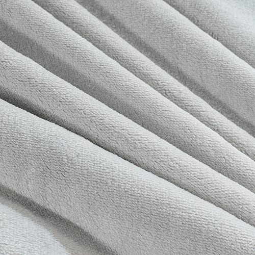 Moranjiafang Plush 340Gsm Flannel Bed Blanket Cozy Microfiber Soft Thermal Fleece Blanket (Light Gray, Queen 90"×90") #TOP7