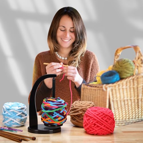 model magnetic pendulum wooden yarn holder for crochetingyarn storage organizer with yarn spinner for ballsdelightful surprise gift for knitting lovers by artowell ebony-colored