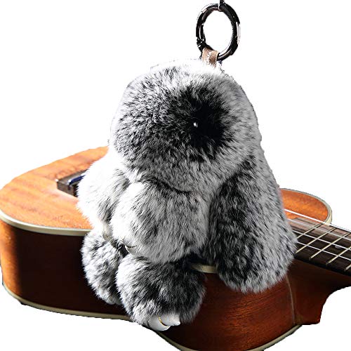 Yiseven Bunny Stuffed Animal Plush Toy Rabbit Fur Keychain Fluffy Soft Cute Fuzzy Accessories Furry Ball Key Chain Gift For Women Teens Girls Kids Backpack Purse - Black #TOP2