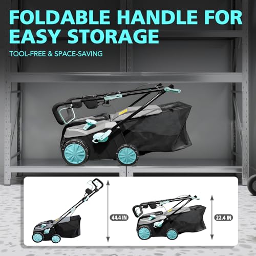 XSSIVE Lawn Scarifier and Aerator,15A Electric Lawn Rake with 40cm Working Width,5 Positions,14.5GaL Grass Box, Folding Handle - Thumbnail 6