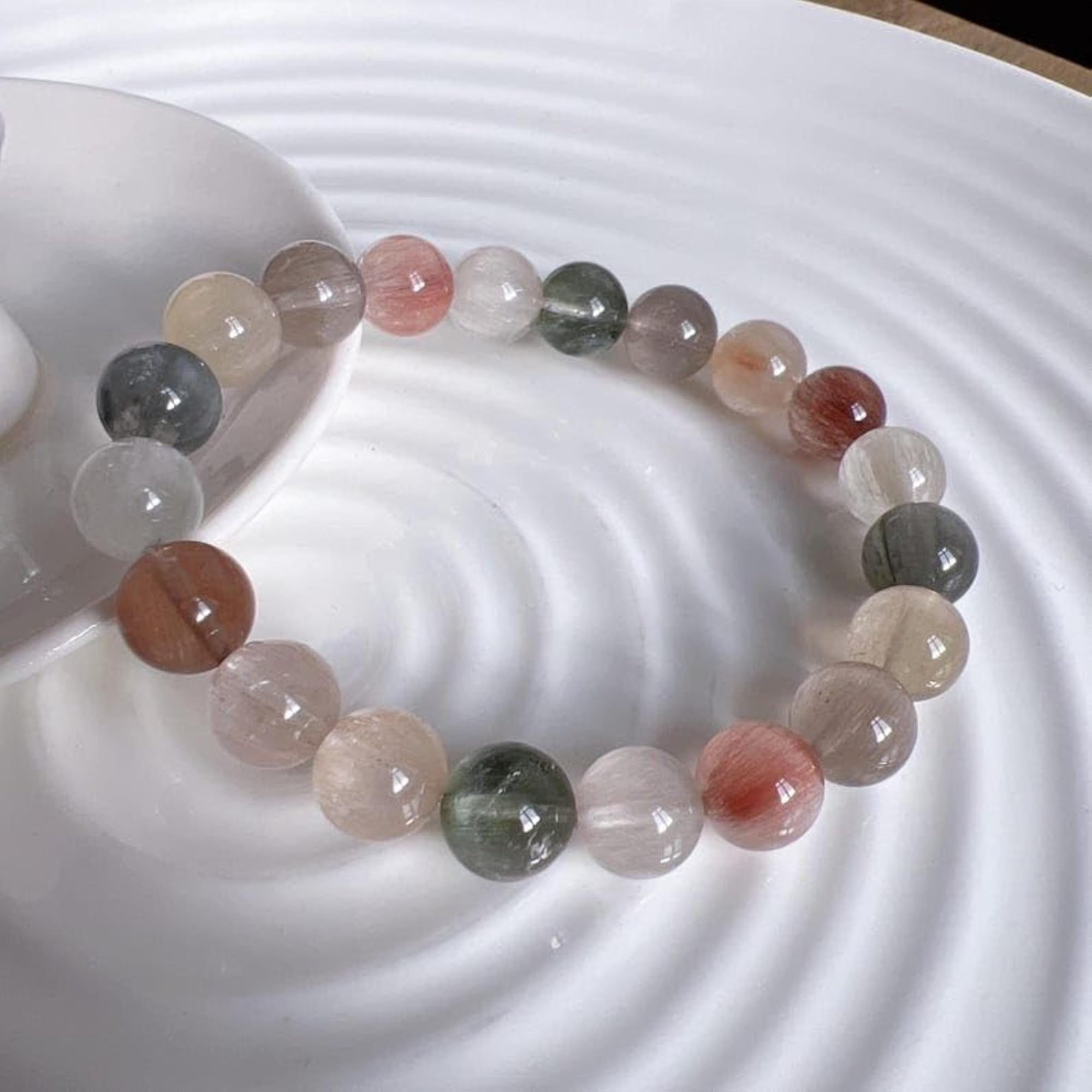 Unisex Natural Rutilated Quartz 8mm Stretchable Healing Bracelet
