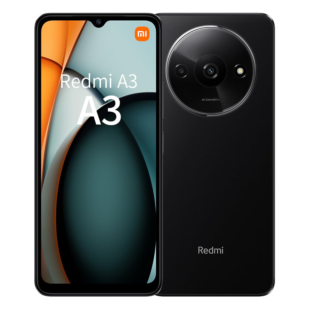 Xiaomi Redmi A3 smartfon 4 GB + 128 GB, 5000 mAh, 90 Hz, częstotliwość odświeżania, wyświetlacz 6,71", czarny