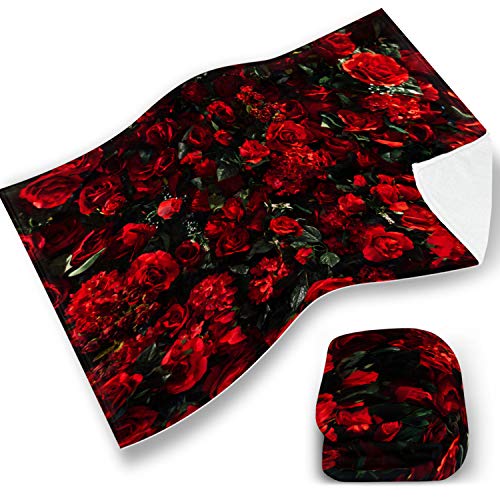 Loong Design Rose Throw Blanket Soft Fluffy Premium Sherpa Fleece Blanket 50'' X 60'' Fit For Sofa Chair Bed Office Travelling Camping Gift #TOP2