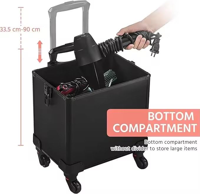 Image of SHAMAX Professional Rolling Makeup Case, Cosmetic Organizer Trolley, Makeup Artist Trolley for Hairdressers /Salons /Beauty Lovers, 360 Universal Wheels (AB3 /Trolley)