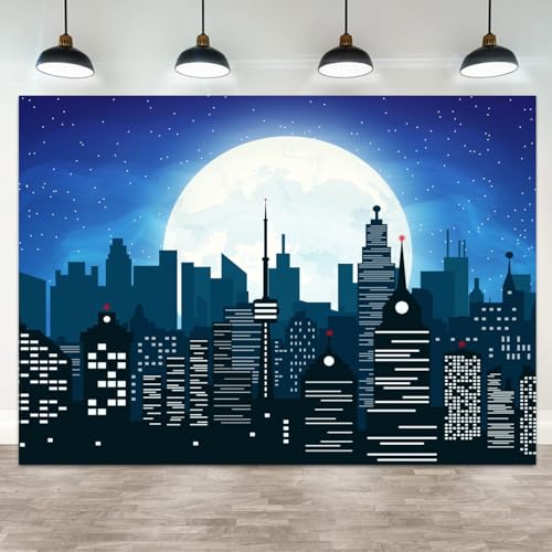 Fondo fotográfico vinilo 8x6ft ciudad cartoon para fiesta miniatura 1