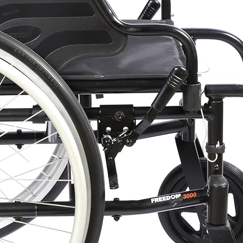 Image of 3000 Self-Propelled /Attendant Steel Wheelchair for Elderly & Patients | 8 inch PU Castors and 24 inch Rear Wheels with PU tires | Weight Capacity 125 kg | Lightweight Foldable Design | Seat Size 16 inch