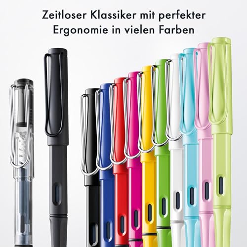 Image of LAMY safari aquasky - Fountain Pen with ergonomic grip & polished steel nib in size M - ideal for any Writing & Calligraphy - including LAMY T 10 blue cartridge - Right-Handed