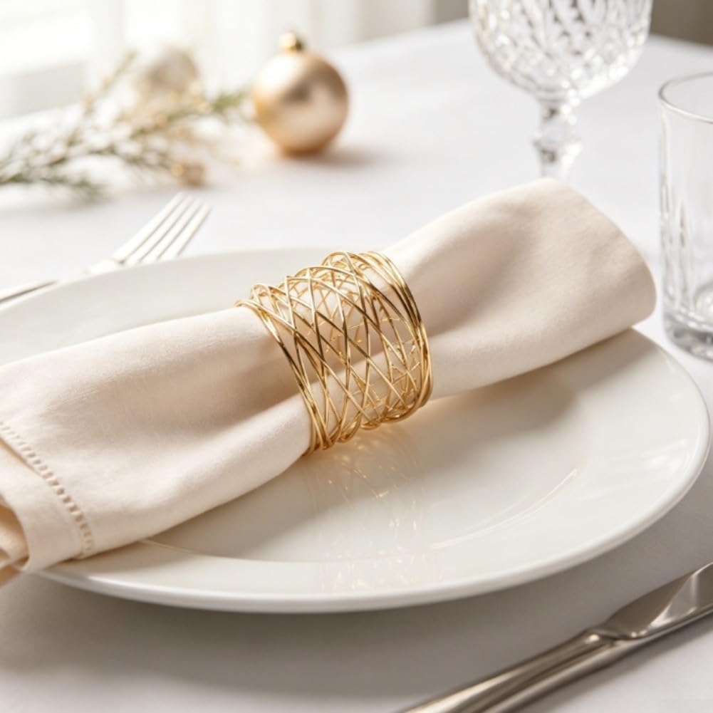 Anelli Tovaglioli Oro 6 Eleganti Matrimoni Anelli Tovaglioli(24PCS)