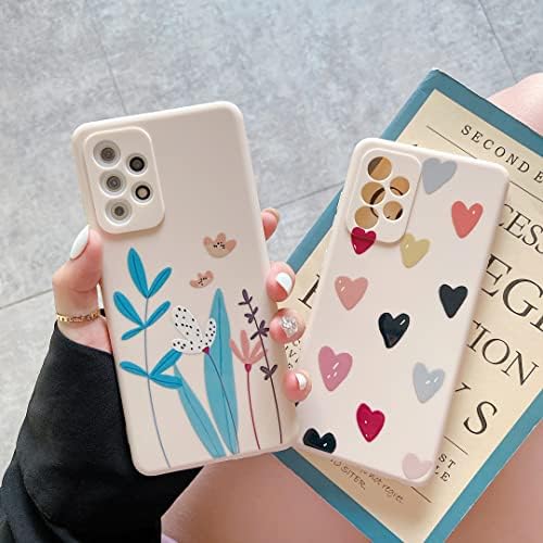 ZTOFERA Soft Case for Samsung Galaxy A53 5G, Cute Girls Silicone Protective Phone Case with Love Heart Pattern Shockproof Bumper Cover for Samsung A53 5G, Beige